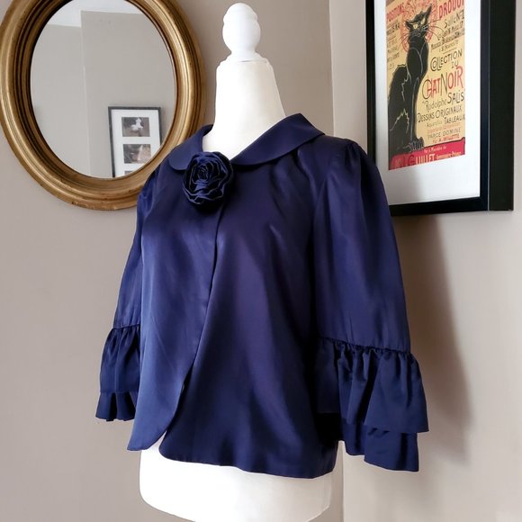 Marc Jacobs Blue Silk Jacket Size 8 NWT - Picture 3 of 16